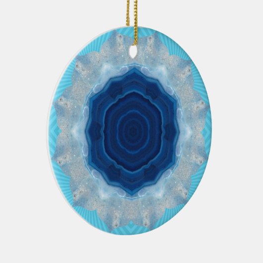 Blauw Agate Crystal Design! Keramisch Ornament (Rechts)
