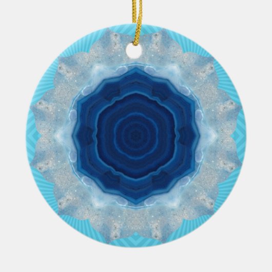 Blauw Agate Crystal Design! Keramisch Ornament (Voorkant)