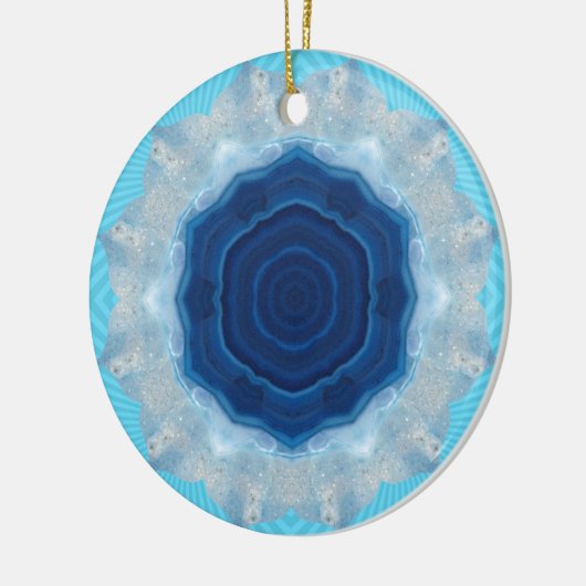 Blauw Agate Crystal Design! Keramisch Ornament (Links)