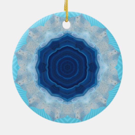Blauw Agate Crystal Design! Keramisch Ornament (Achterkant)