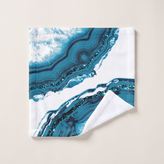 Blauw Agate Glitter Glam #1 Bad Handdoek (Wasdoekje)