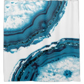 Blauw Agate Glitter Glam #1 Douchegordijn (Voorkant)
