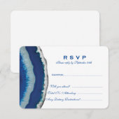 Blauw Agate-huwelijksreactie RSVP Kaartje (Voorkant / Achterkant)