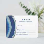 Blauw Agate-huwelijksreactie RSVP Kaartje (Staand voorkant)