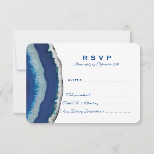 Blauw Agate-huwelijksreactie RSVP Kaartje (Voorkant)