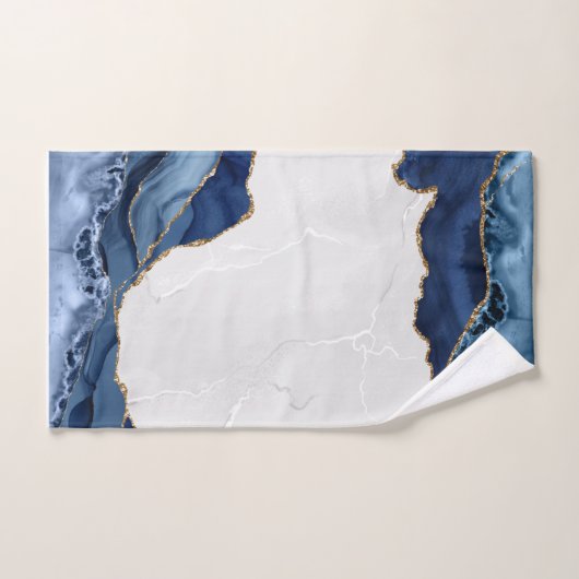 Blauw Agate op marmer met goud Bad Handdoek (Handdoek)
