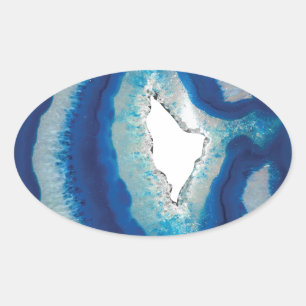 Blauw Agate Ovale Sticker