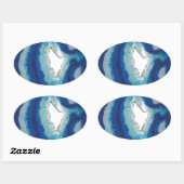 Blauw Agate Ovale Sticker (Vel)