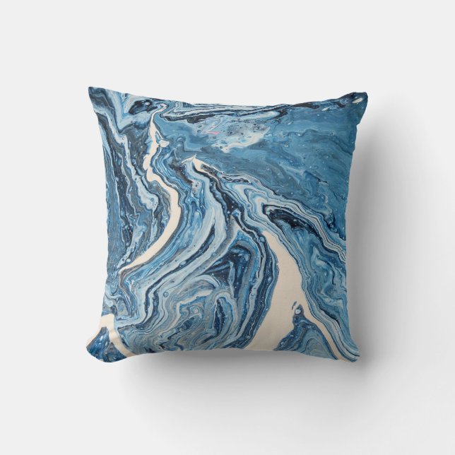 Blauw Agate Pillow Kussen (Voorkant)
