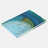 Blauw agaten bruiloft gastenboek (Hoek)
