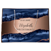 Blauw agaten koperen bruidsmeisjesjurk groot cadeauzakje (Voorkant)