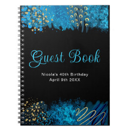 Blauw Alcohol Inkt Verjaardagsfeest Gastboek Notitieboek