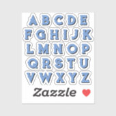 Blauw alfabet boven Hoesje letters uitgesneden Sticker (Vel)