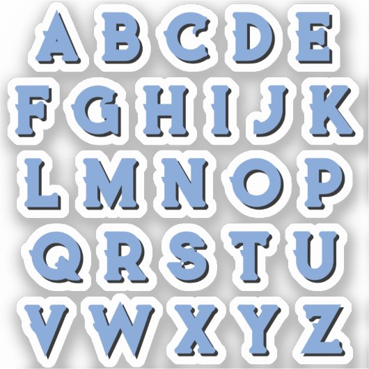 Blauw alfabet boven Hoesje letters uitgesneden Sticker (Voorkant)