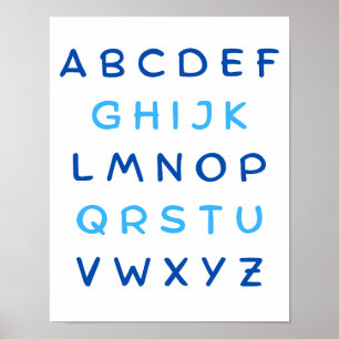 Blauw alfabet hoofdletters leraar Kinder kamer Poster