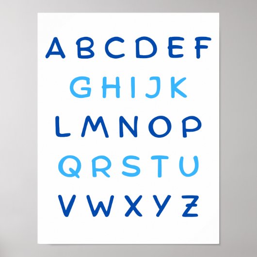 Blauw alfabet hoofdletters leraar Kinder kamer Poster (Voorkant)