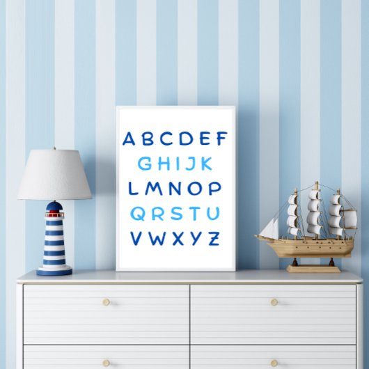 Blauw alfabet hoofdletters leraar Kinder kamer Poster