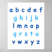 Blauw alfabet kleine letters Leraar Kinder kamer Poster (Voorkant)