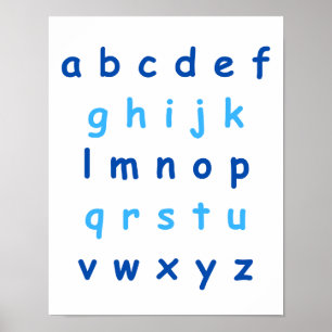 Blauw alfabet kleine letters Leraar Kinder kamer Poster