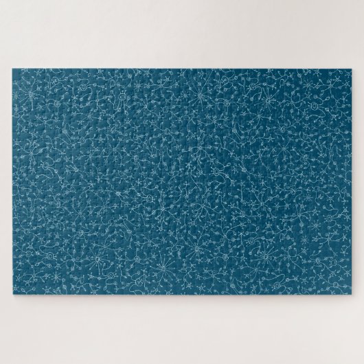 Blauw Alien Design Jigzaag Puzzle Legpuzzel (Horizontaal)