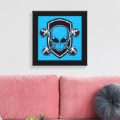 Blauw Alien Gym Uitgerekte Canvasprint Canvas Afdruk (Insitu (Woonkamer))