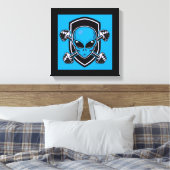 Blauw Alien Gym Uitgerekte Canvasprint Canvas Afdruk (Insitu (Slaapkamer))
