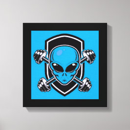 Blauw Alien Gym Uitgerekte Canvasprint Canvas Afdruk