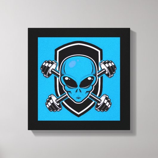 Blauw Alien Gym Uitgerekte Canvasprint Canvas Afdruk (Voorkant)