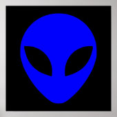Blauw Alien-hoofd Poster (Voorkant)