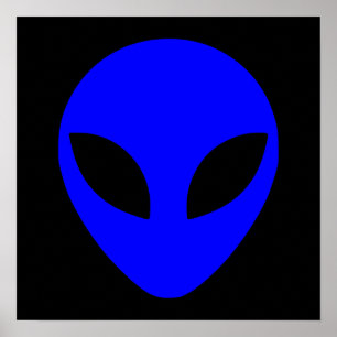 Blauw Alien-hoofd Poster