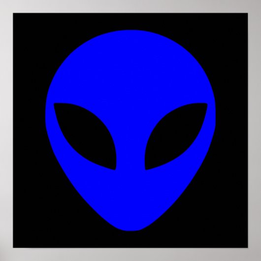 Blauw Alien-hoofd Poster (Voorkant)