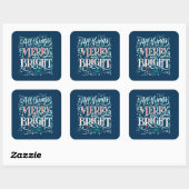 Blauw All Things Merry & Bright Kerststicker Vierkante Sticker (Vel)