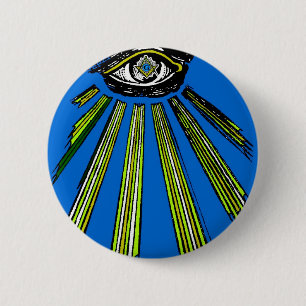 Blauw Alle ogen Oogplein en kompasmaden Ronde Button 5,7 Cm