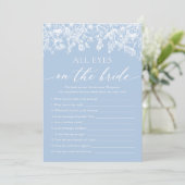 Blauw Alle Ogen Op De Bruid Bruiloft Borrelspel  Kaart (Staand voorkant)