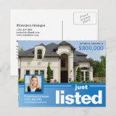 Blauw Alleen aangeboden onroerend goed adverteert  Briefkaart (Voorkant / Achterkant)