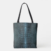 Blauw alligatorleer tote bag (Achterkant)
