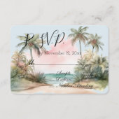 Blauw Aloha Beach Ocean Palm Trees Tropical RSVP Informatiekaartje (Voorkant)