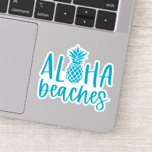 Blauw   Aloha Beaches tropische zomer ananas Sticker