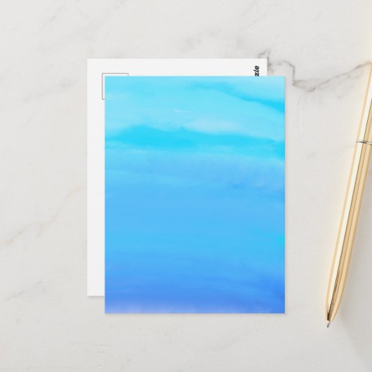 Blauw als de Sky Abstracte Kunst Briefkaart (Voorkant / Achterkant in situ)