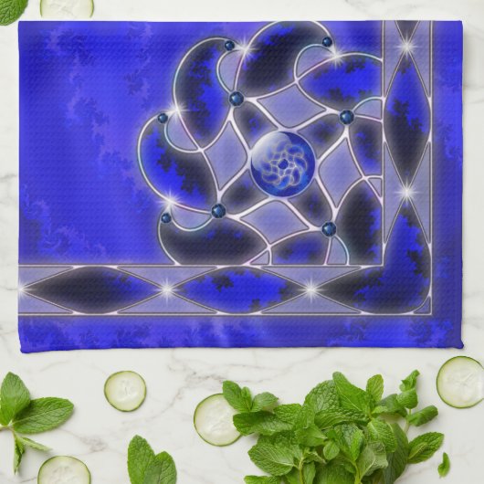 Blauw als Zee keukenhanddoek (Gevouwen)