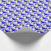 Blauw, aluminium, zilver en wit paard cadeaupapier (Hoek)