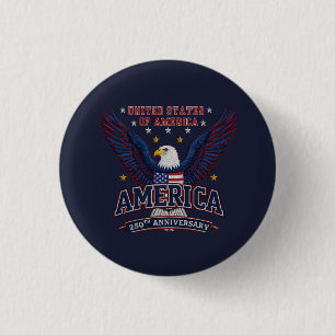 Blauw Amerika 250e Verjaardag Semiquincentennial Ronde Button 3,2 Cm