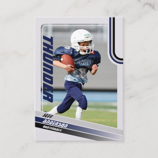 Blauw Amerikaans Football Trading Kaart voor kinde Contactkaartje (Voorkant)