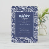 Blauw Amerikaanse Bandana Baby Shower Kaart (Staand voorkant)