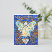 Blauw &amp; Gold Cancer Angel - Groot Briefkaart (Staand voorkant)