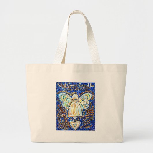 Blauw & Gold Cancer Angel - Groot Grote Tote Bag (Voorkant)