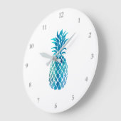 blauw anananasontwerp grote klok (Hoek)