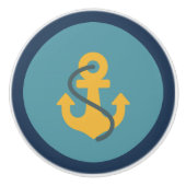 Blauw, Anchor, Kustvormig ontwerp Keramische Knop (Voorkant)