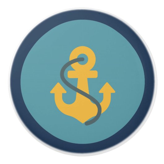 Blauw, Anchor, Kustvormig ontwerp Keramische Knop (Voorkant)