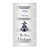 Blauw Anchor Silver White Navy Circle Monogram 33 Etiket (Voorkant)